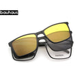 X3180 Bauhaus Wide Face Oversized Men Magnetic Clip on Sunglasses