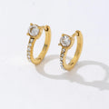 Trendy Fashion Round Rhinestone Earings Steanless 18k Gold Stainless Steel Waterproof Small Hoop Earrings