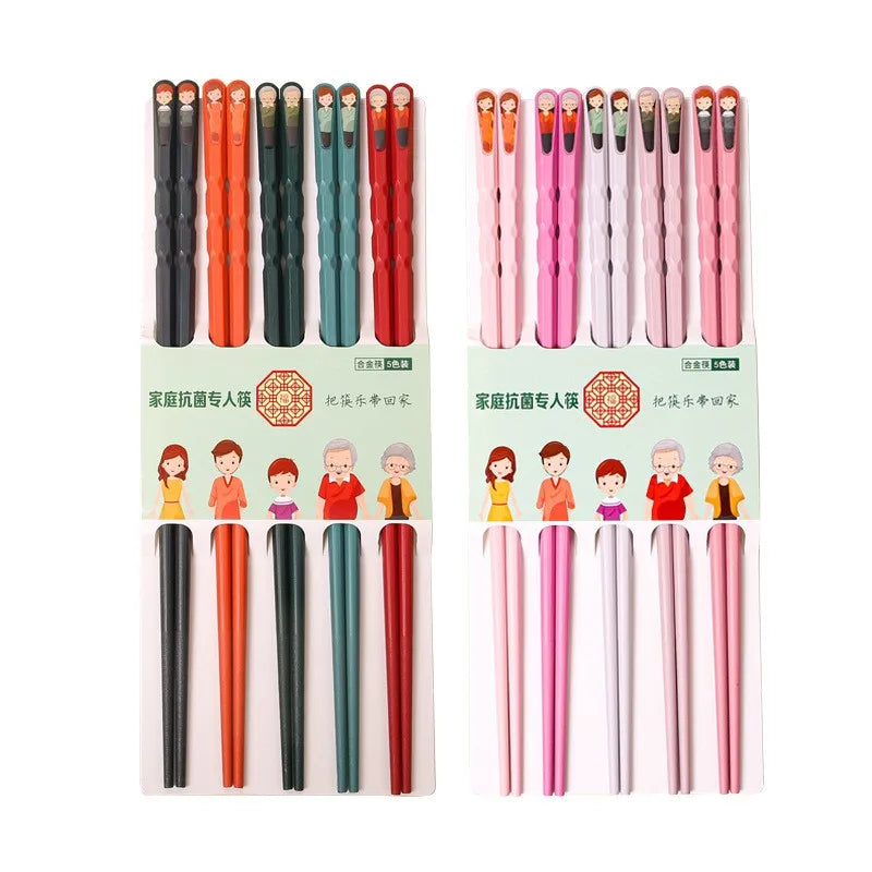 Chopsticks Reusable Alloy Chopstick Lightweight High-end Non-slip Chop Sticks Family Member Separate Chopsticks