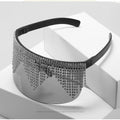Best Sell Branded Big Frame Diamonds Chains Tassels Sunglasses Party Women Oversized Bling Sun Visor Shield Glasses