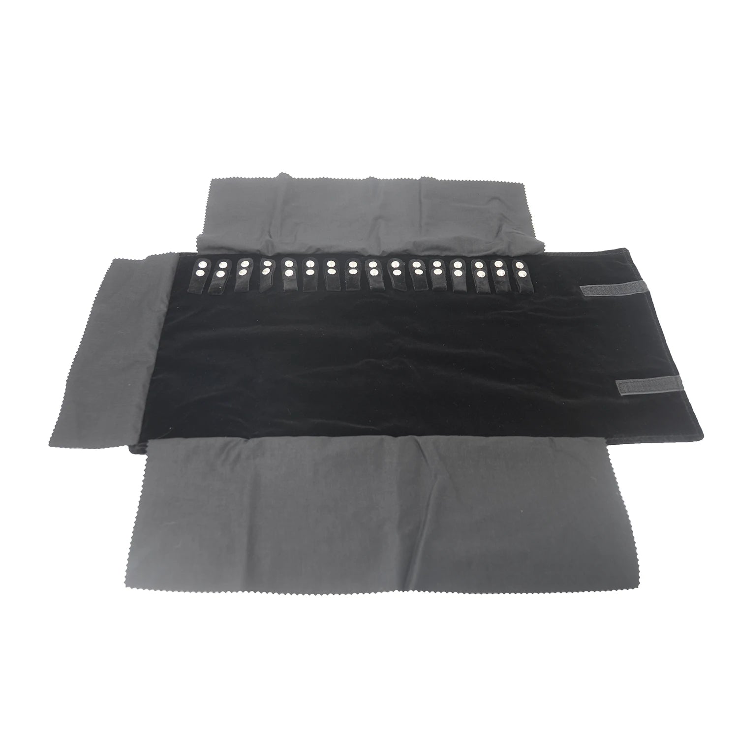Black Velvet Jewelry Roll Bag for Holding Jewelry Organizer 16 Hook for Necklace