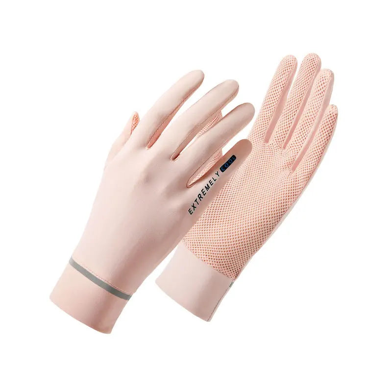 Wholesale Artificial Silk Touchscreen Outdoor Full Finger Riding Ladies Summer UV Protection Gloves