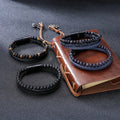 Simple Handmade Leather Woven Tiger Eye Stone Bracelet Volcanic Stone Bracelet