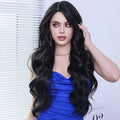 Natural Black Transparent Lace Front Wigs Long Body Wave Daily Use 28Inch Women