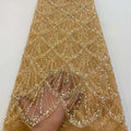 Nigerian Embroidery French Tulle Lace Fabric 5 Yards Eco-Friendly Pink Color Sequins 100% Polyester