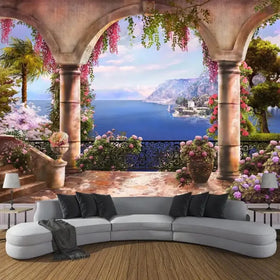 Custom 3D Photo Wallpaper Garden Balcony Sea View 3D Wall Painting Bedroom Living Room Sofa Decoration Wall Mural Papier Peint