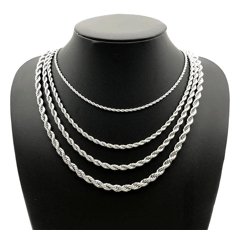 G2478 Whohelsale Collar De Acero Inoxidable Stainless Steel Twist Necklace Chains for Jewelry Making Fashion Jewelry Necklaces