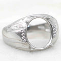Sterling Silver 12*14mm Semi Mount Men's Ring Frame Empty Blank Claw Setting S925 Base Holder Without Center Stone for DIY Inlay