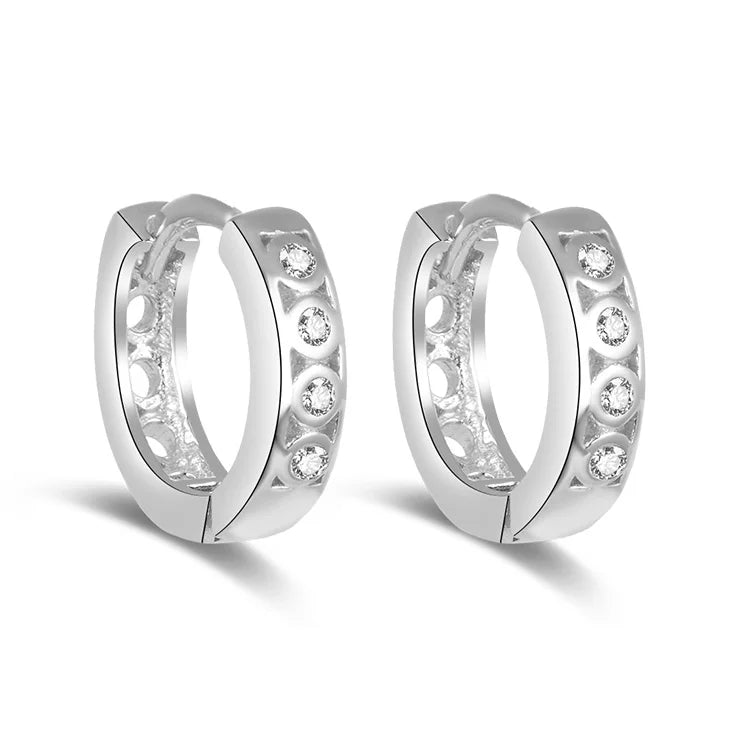 925 Sterling Silver Earrings Classic Gold-Plated Hoop Bijoux Femme Joyas for Weddings and Parties Rhodium Plated