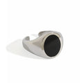 HJZ444 Solid 925 Sterling Silver Vintage Black Epoxy Oval Rings for Women Fine Jewelry Silver Enamel Oval Ring