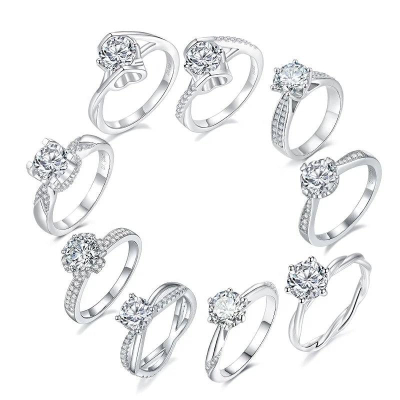 Wholesale Price Sterling Silver Vintage Ring 6.5mm 1ct Round Moissanite Stone 925 Sterling Silver Girl Ring