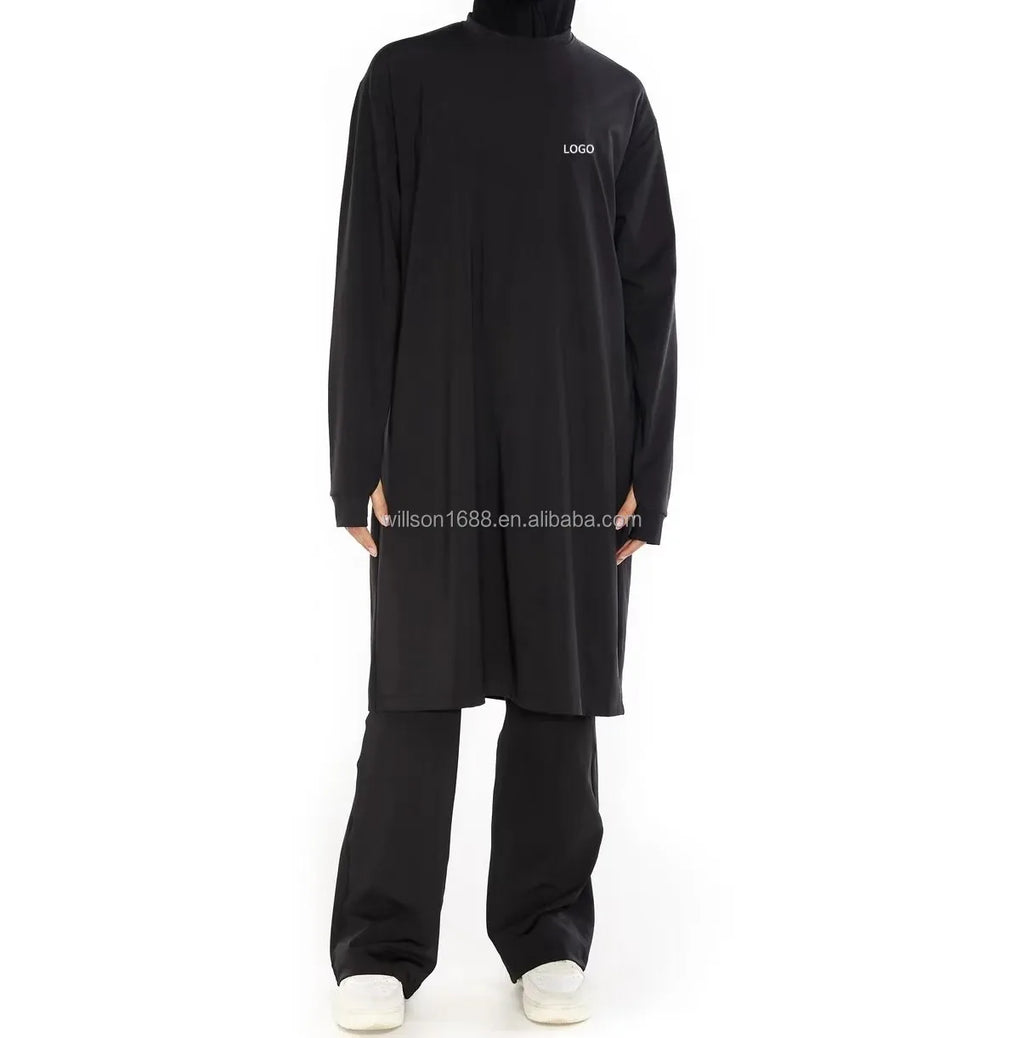 Oversize Modest Activewear Top for Plus Size Muslim Women Quick Drying Loose Fit Polyester Clothing for Adults Workouts