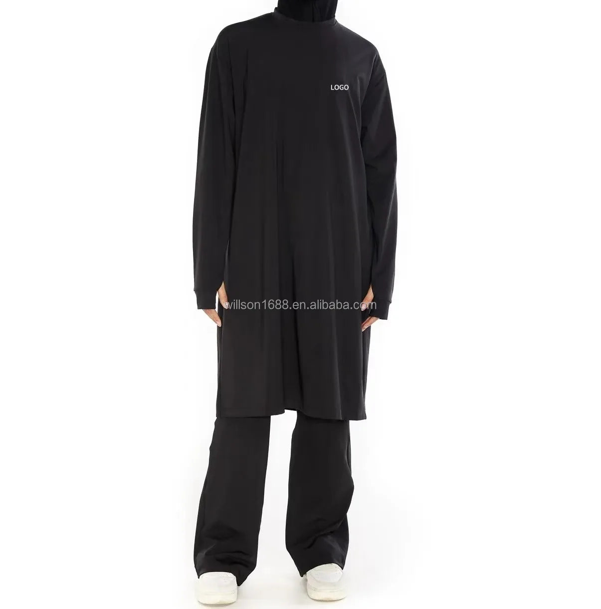 Oversize Modest Activewear Top for Plus Size Muslim Women Quick Drying Loose Fit Polyester Clothing for Adults Workouts
