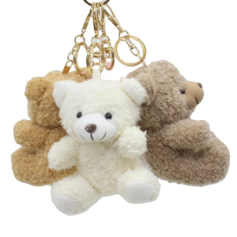 Mini Plush Rabbit Keychain Cute Plush Bear Keychain Soft Stuffed Teddy Bear Keychain Bag Accessories and Accessories