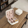 Outdoor in Stock Mini Travel Pu Leather Velvet Jewellery Jewelry Organizer Box Packaging Gift Box Small Jewelry Storage Case Box