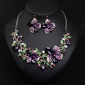 Crystal Flower Bib Statement Necklace Set Chunky Diamond Flower Statement Necklace & Earrings Jewelry Set for Women