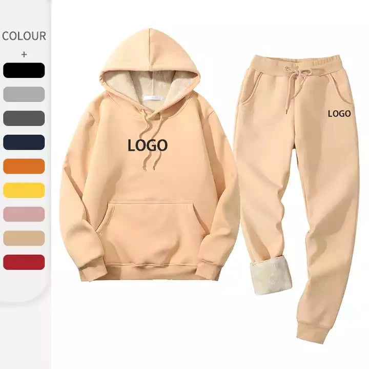 FEIBAI Wholesale Winter Custom Sweatpants Hoodie Set Oversize Men's Fleece Tracksuit Sportswear Unisex Jogging Suits