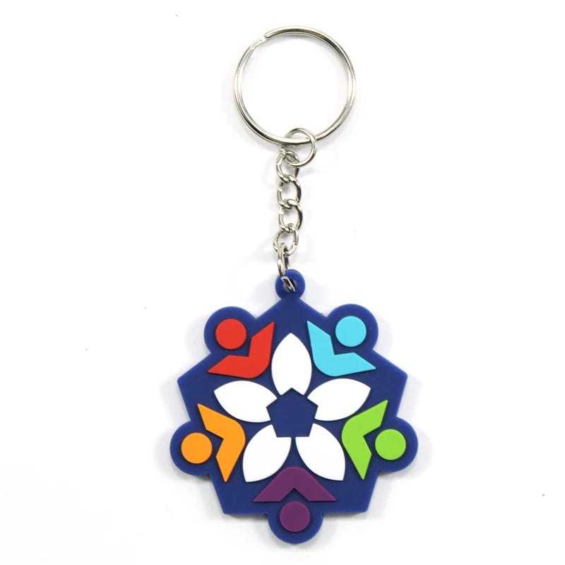 Fast Customization Custom Your Logo Design Personalized Flower Shaped Rubber Keychain Beautiful Flower Keyring