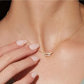 Jachon Hot Sale 14k Gold Plated With Zircon Necklace Paper Clip Pendant Brass Necklaces Jewelry for Women