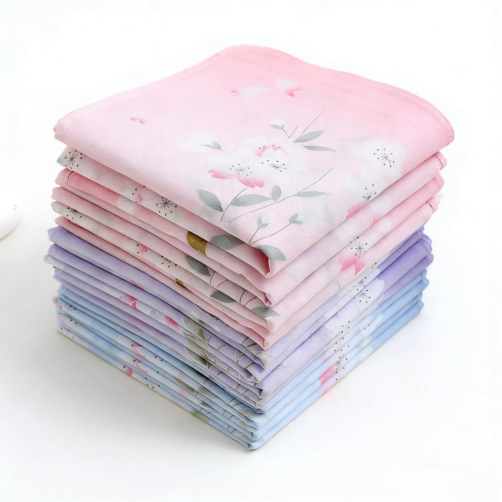 Wholesale 45*45cm Ladies Assorted Colors Soft Combed 60S Cotton Hankies Custom Japanese Floral Printed Handkerchiefs for Women