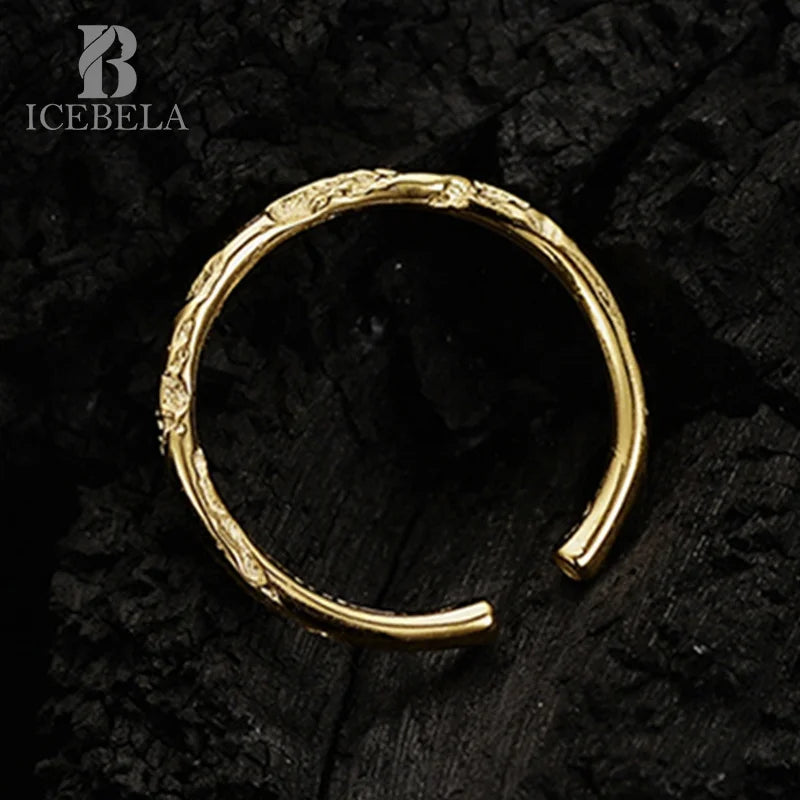 ICEBELA Jewelry 925 Sterling Silver 18k Plated Korean Version Simple Exquisite Fashion Commuter Compact Texture Ring