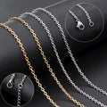 Colorfast Stainless Steel Gold Rose Gold Black Cross Chain DIY Necklace Pendant Chain Color Preserving Chain Jewelry Accessories