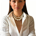 2Pcs/Set Exaggerated Large Pearl Beaded Chain Choker Necklace for Women Trendy Ladies Wedding Collar Accessories Fashion Jewelry