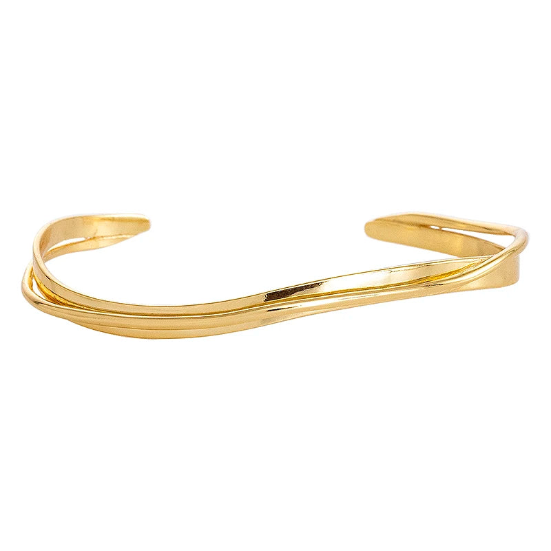 Sterling Silver 925 Open Gold Plated Cuff Jewelry Love Bangle Bracelet