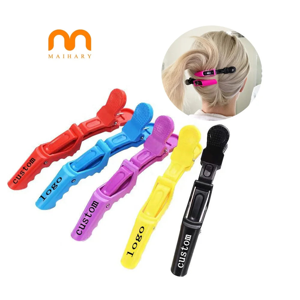 Plastic Barber Spa Custom logo Hairpins Sectioning Styling Girls Hairgrips alligator Salon Hair Extensions Clips