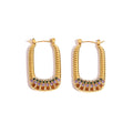 Ins Popular Colourful  Zircon Inlaid Luxury Earrings Stainless Steel PVD Gold Plated Dainty Earrings