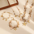 MC219 Wholesale 18k Gold Stainless Steel Seashell Starfish Conch Charm Pendant Bracelet Necklace Fashion Sets for Anniversaries
