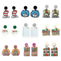 Crayon Thing 1 2 Book Lover Bookshelf Dangle Earrings Stainless Steel Teacher's Day Jewelry Whole Glitter Acrylic UV Printing