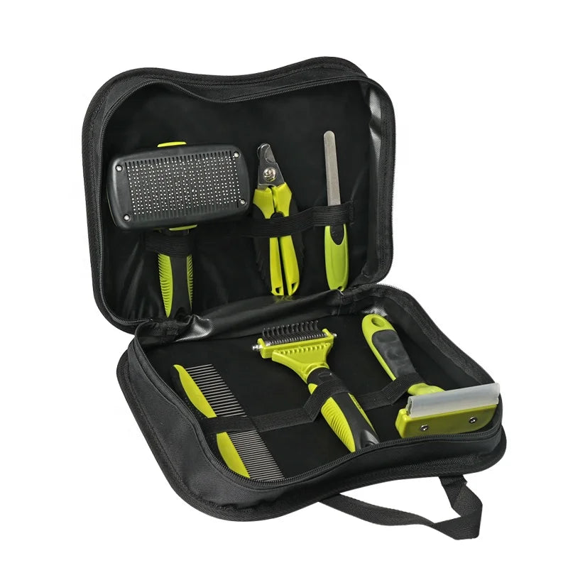 Factory Wholesale Professional Multifunction 6 in 1 Cat Dog Grooming Tool Kit Bag Pet Dog Brush Set Kit