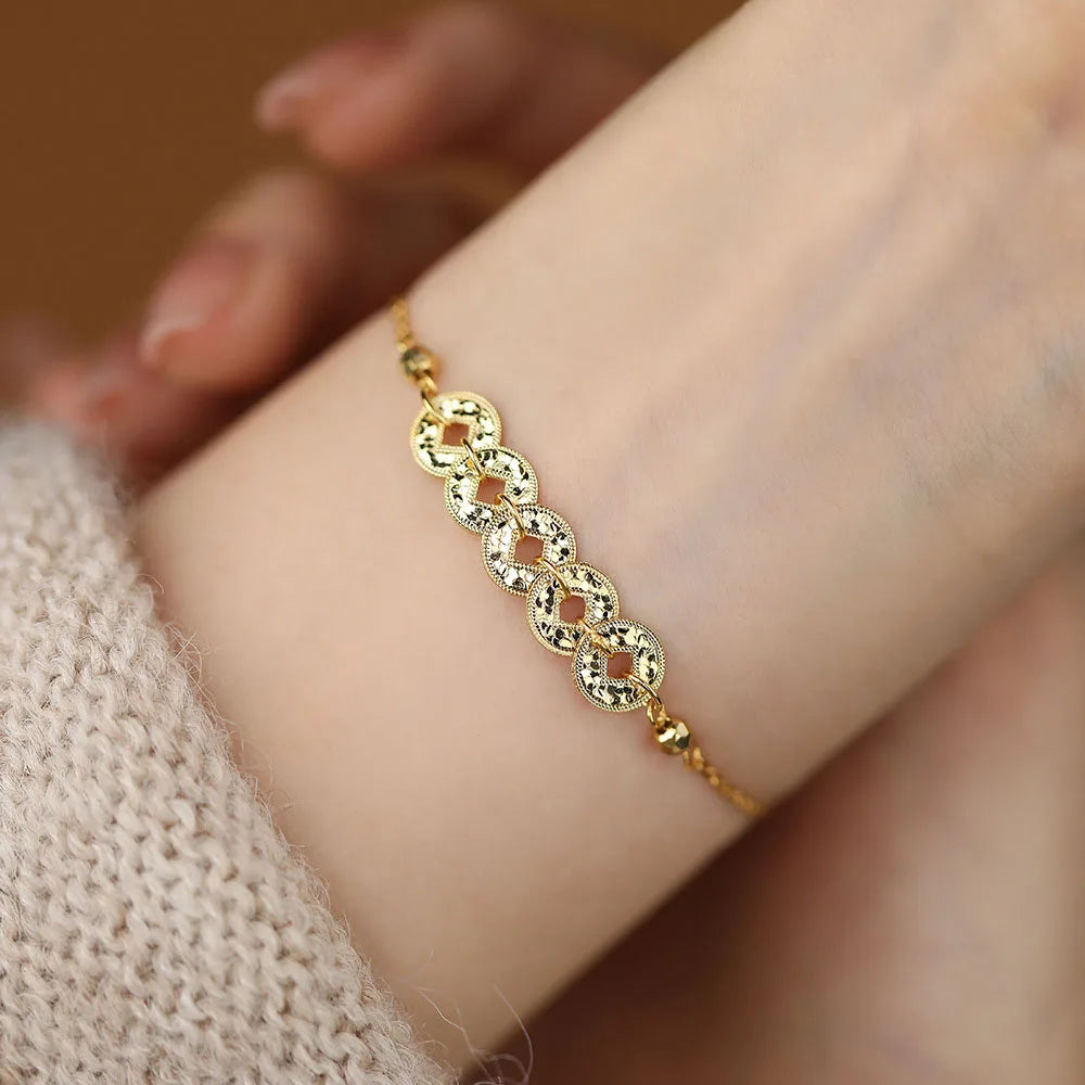 S925 Sterling Silver Coins Charm Bracelets Jewelry for Women Girls Gift Accessories YB-XY-531