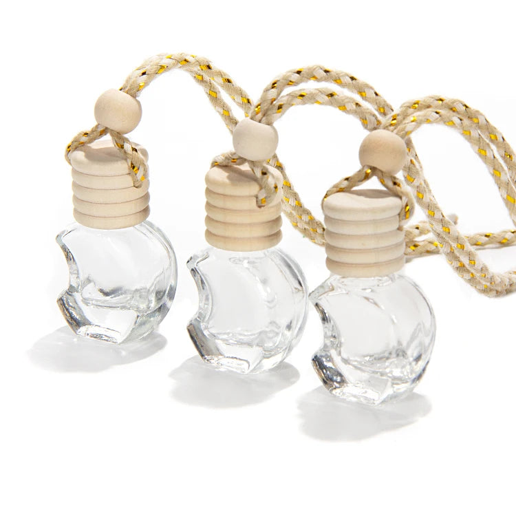 5ml 8ml 10ml 15ml Square Shape Glass Car Perfume Bottles Mini Hanging Screw Cap Wood Cool Air Freshener