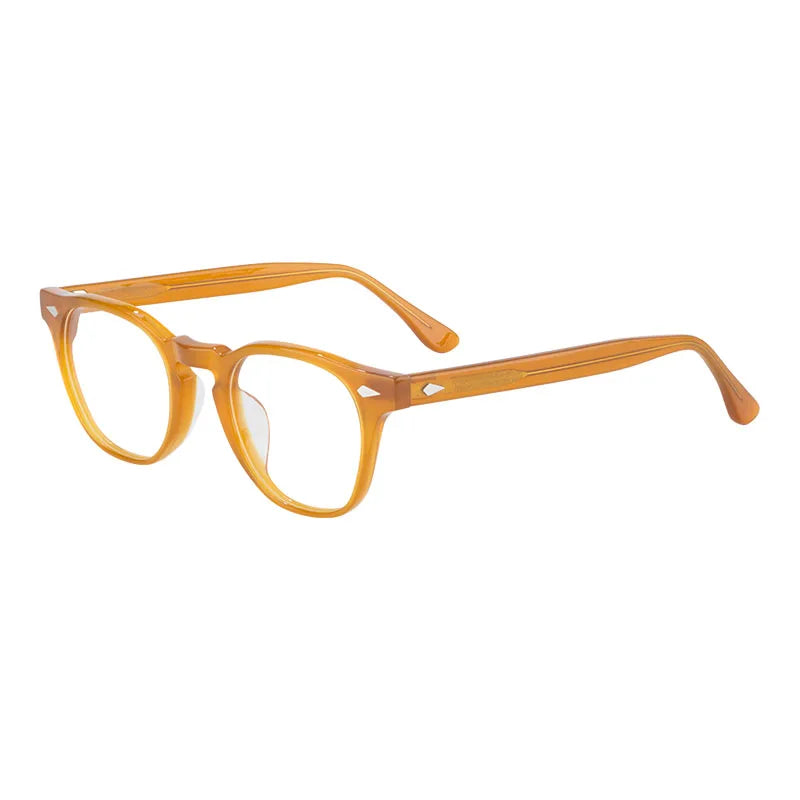 High End Acetate Optical Eyeglass Frames for Diamond Face Shape Round Full-Rim Lightweight Durable