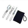 Stainless Steel Foldable Knife Fork Spoon 3 Pieces Set Camping Cutlery Set