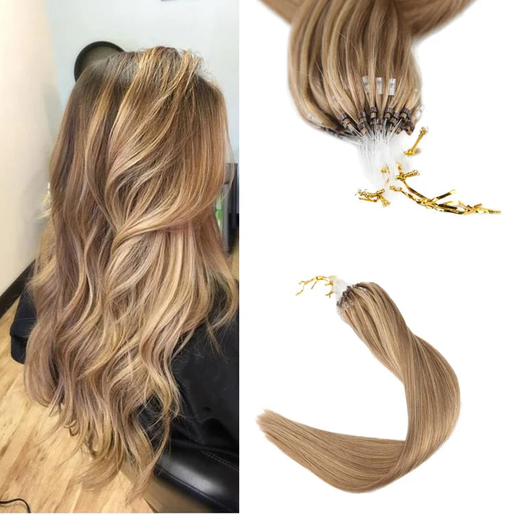 Double Drawn Good Quality Prebonded Micro Loop Hair Virgin Remy Human Hair Micro Loop Ring Hair Extensions