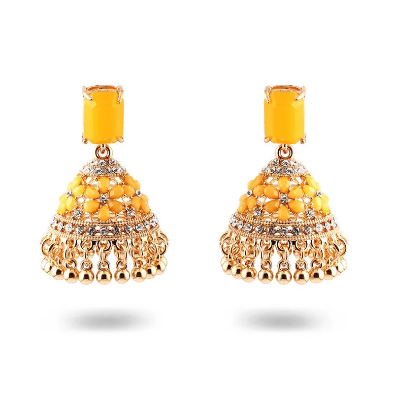 Indian Jewellery Manufacturers Crystal Faux Pearl Floral Jhumka Jhumki Earrings Jewelry for Women