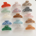 Korean New 10cm Large Women's Hair Claw Clips Chessboard Acetate with Broken Flower Milk Grain Shark Design