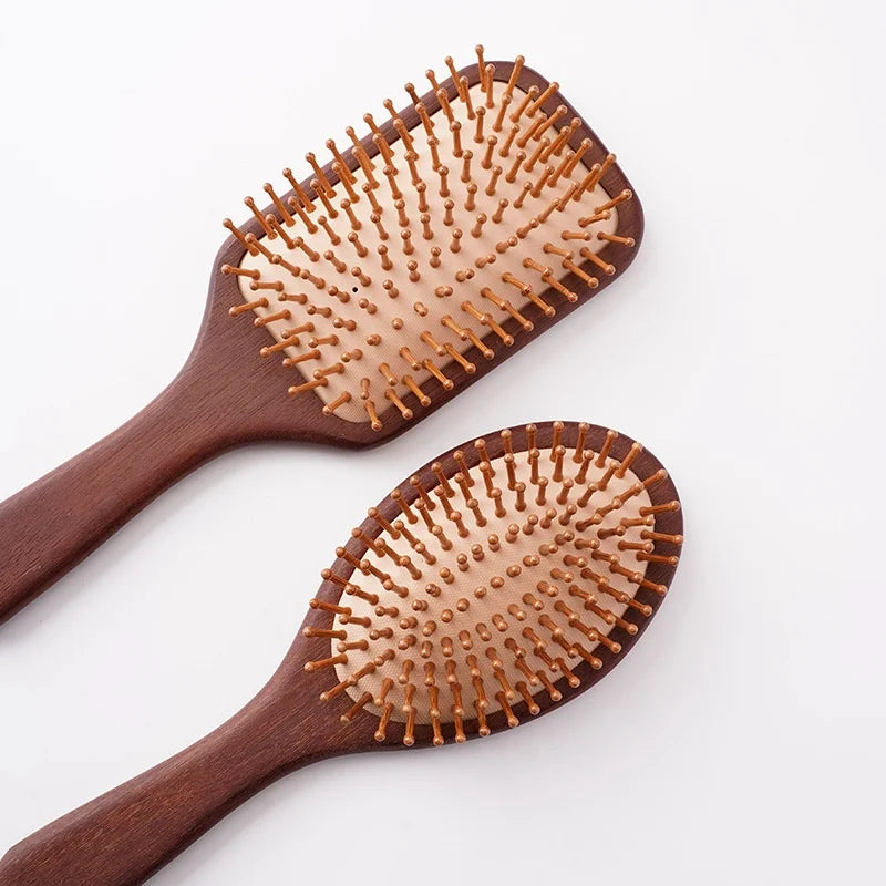 Customize Logo Sandalwood Air Cushion Comb Detangling Wooden Hair Brush Scalp Massage Comb