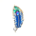 DR975 New Style Fashion Enamel Feather Brooch Women Blue Brooch Jewelry Wholesale