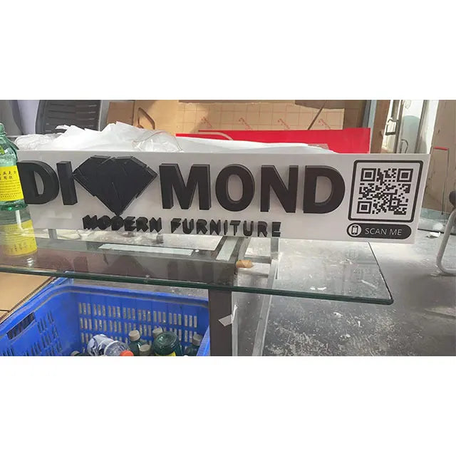 Customizable Gold QR Code Business Store Social Media Sign Table Top Acrylic Billboard for Facebook & Instagram Display Rack