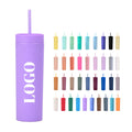 Wholesale Multiful Color Straight Water Cup Custom Logo 16oz Reusable Skinny Tumbler Matte Plastic Cups with Sraw and Lid