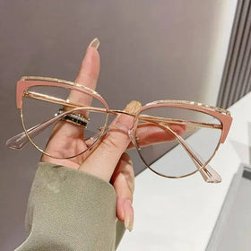 Fashion Cat Eye Blue Light Blocking Glasses Women Retro Metal Glasses Anti Blue Light Eyeglasses Frame