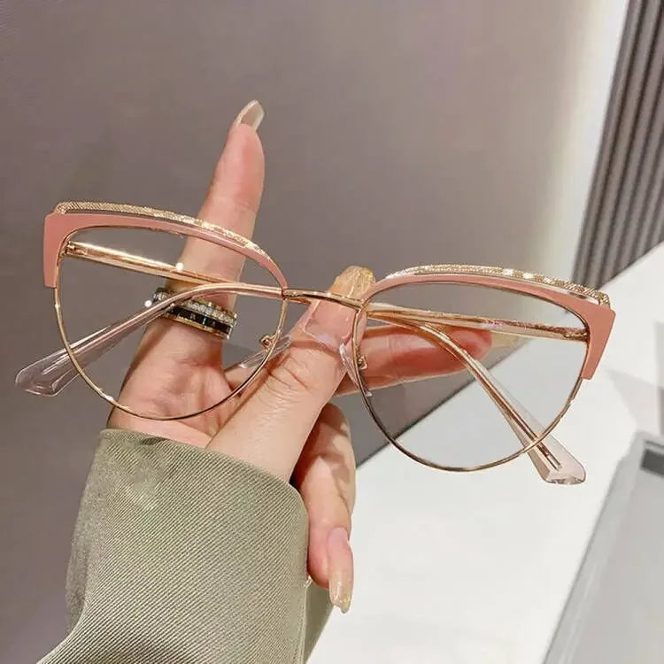 Fashion Cat Eye Blue Light Blocking Glasses Women Retro Metal Glasses Anti Blue Light Eyeglasses Frame