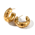 Vintage Chunky Earrings Personalized Women's Stainless Steel Jewelry 18K Gold Plated C-Shaped Branded Heart Hoop Earrings