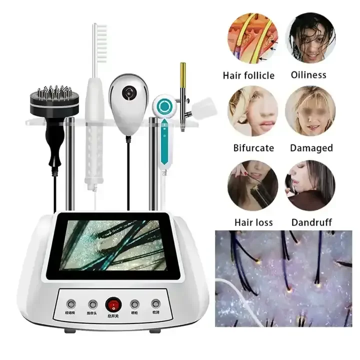 5 in 1 Scalp Care Diagnosis Hair Analyze Machine Nanometer Spray Hair Follicle Analysis Device with Massage Comb