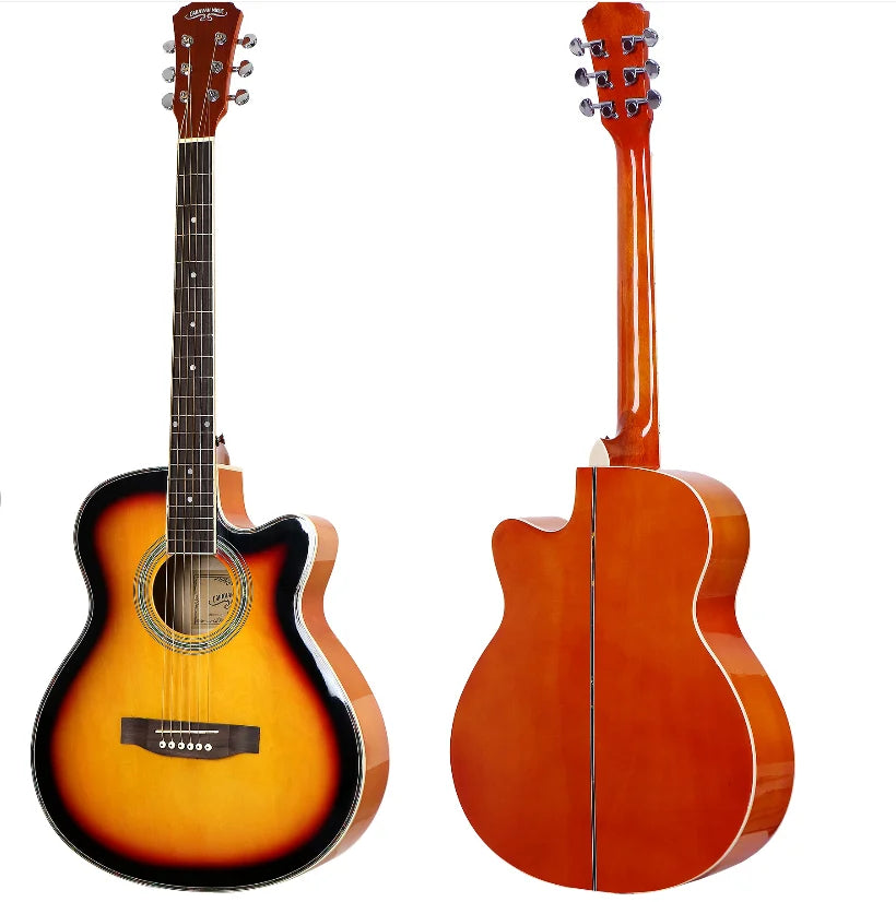 Caravan Music basswood acoustic guitar with high gloss Celluloid binding