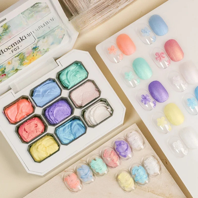 9 Gird Pearl Cream Embossing Relief Gel Polish Glossy Matte Surface Painting Non Wash Phototherapy Nail Art Polish Gel